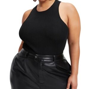 Good‎ American High Ribbed Bodysuit in Black